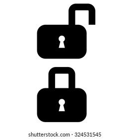 closed and opened padlock