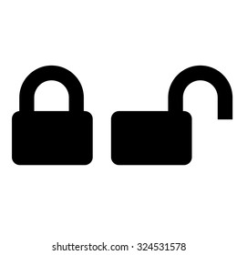 closed and opened padlock