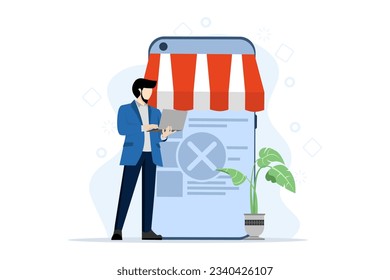 closed order concept, Order shipped, out of stock. man out of stock Package tracking system, digital shopping, online purchase distribution abstract vector illustration set. flat vector illustration.