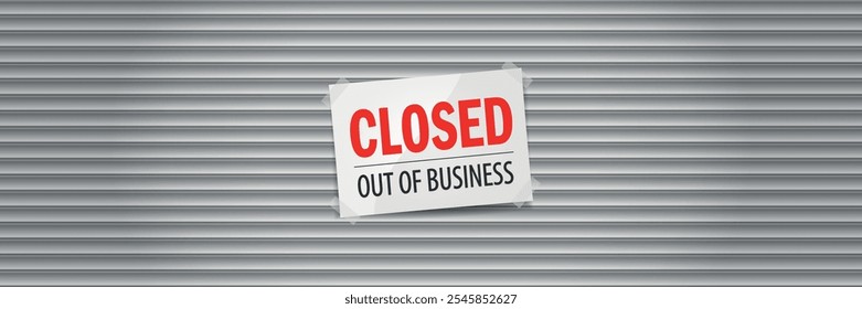 Closed, out of business on door sign