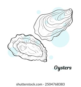 Closed oyster shell hand drawn sketch style vector illustration isolated on white background. Oyster hand drawing for fish restaurant menu and sea food