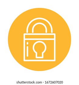 closed padlock, block and flat style icon vector illustration design