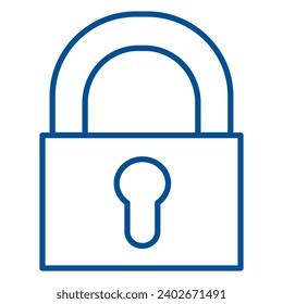 Closed padlock, business process organization symbol. Reliable storage of information and data. Simple linear color icon isolated on white background