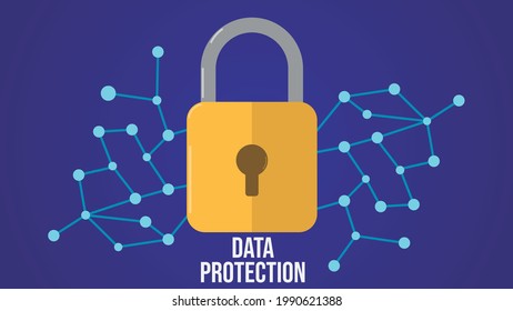 closed padlock digital tech data vector illustration. data protection