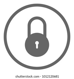 Closed padlock icon in circle. Vector.