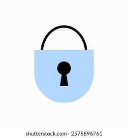 Closed Padlock Icon in Flat Vector Illustration Symbolizing Cybersecurity, Data Protection, and Online Privacy, Isolated on White Background