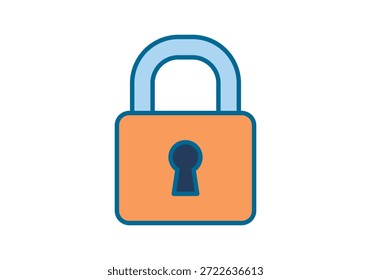 Un icono de candado cerrado en tonos naranja y azul representa la seguridad digital y la protección de datos.