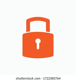 Icono de bloqueo cerrado.Símbolo de seguridad. Signo bloqueado. Presentado en el estilo de arte de la línea naranja.