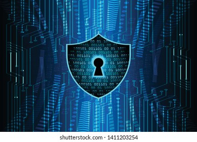 Closed Padlock on digital background, cyber security
