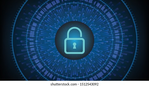 Closed Padlock on digital background, cyber security