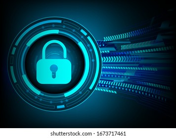 Closed Padlock on digital background, cyber security