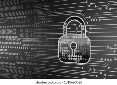 Closed Padlock on digital background, cyber security