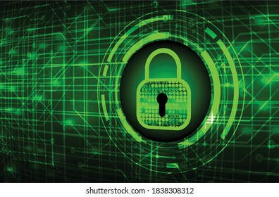 Closed Padlock on digital background, cyber security