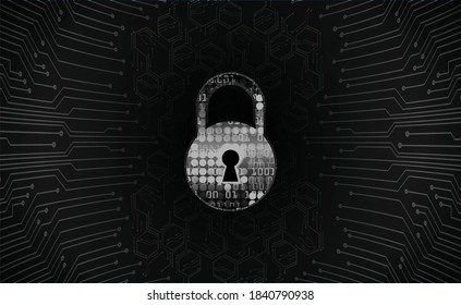 Closed Padlock on digital background, cyber security