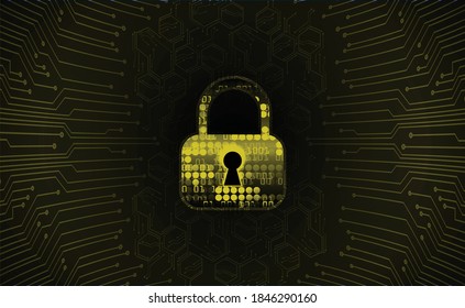 Closed Padlock on digital background, cyber security