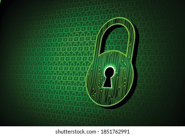 Closed Padlock on digital background, cyber security