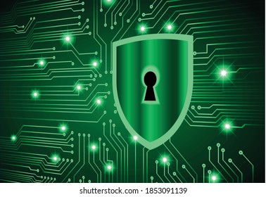 Closed Padlock on digital background, cyber security