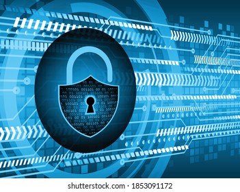 Closed Padlock on digital background, cyber security