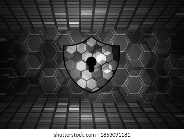 Closed Padlock on digital background, cyber security