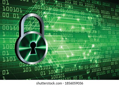Closed Padlock on digital background, cyber security