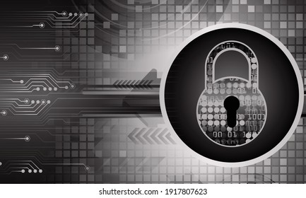 Closed Padlock on digital background, cyber security