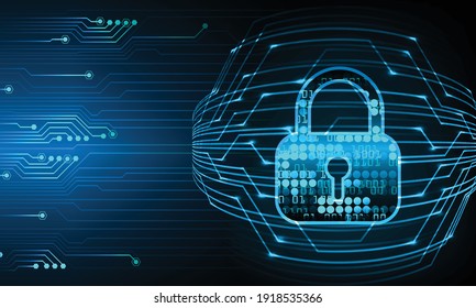 Closed Padlock On Digital Background, Cyber Security