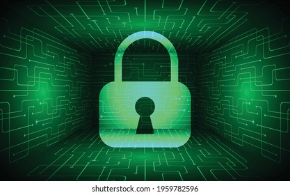 Closed Padlock on digital background, cyber security