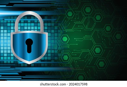 Closed Padlock on digital background, cyber security
