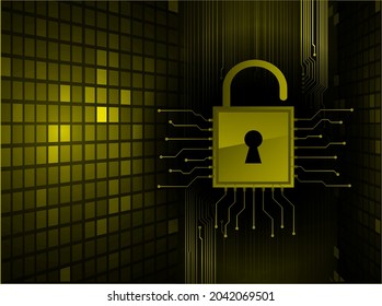 Closed Padlock on digital background, cyber security