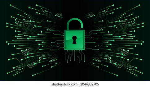 Closed Padlock on digital background, cyber security