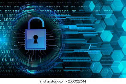 Closed Padlock on digital background, cyber security