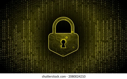 Closed Padlock on digital background, cyber security