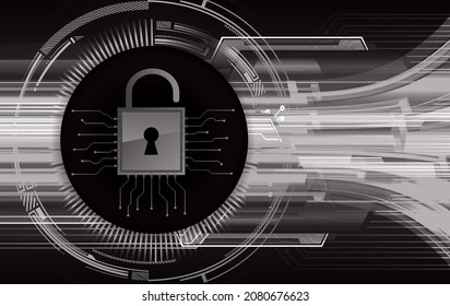 Closed Padlock on digital background, cyber security
