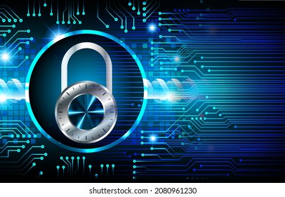 Closed Padlock on digital background, cyber security