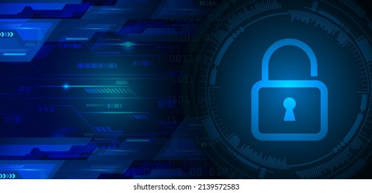 Closed Padlock on digital background, cyber security