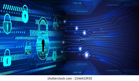 Closed Padlock on digital background, cyber security