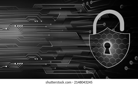 Closed Padlock on digital background, cyber security