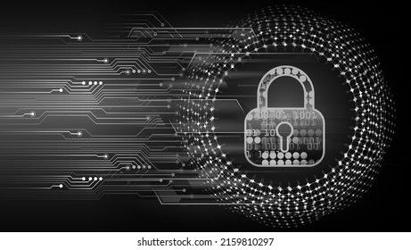 Closed Padlock on digital background, cyber security