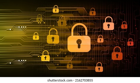Closed Padlock on digital background, cyber security
