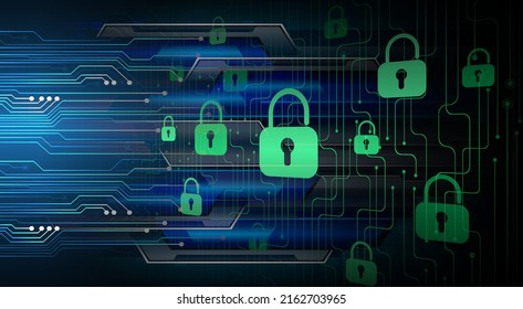 Geschlossenes Schloss auf digitalem Hintergrund, Cybersicherheit