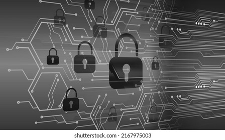 Closed Padlock on digital background, cyber security