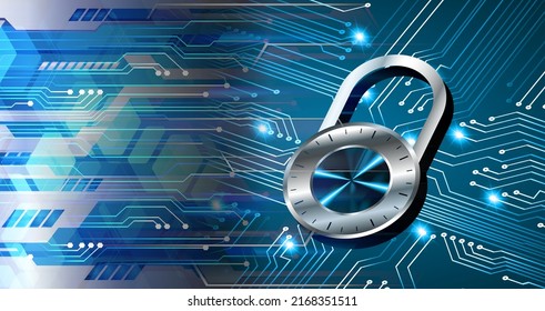 Closed Padlock on digital background, cyber security