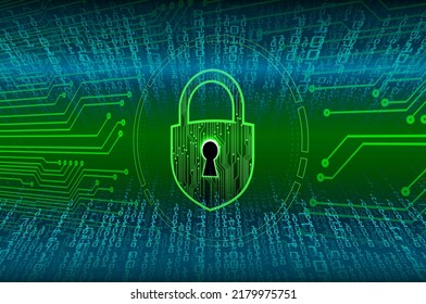 Closed Padlock on digital background, cyber security
