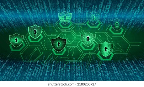 Geschlossenes Schloss auf digitalem Hintergrund, Cybersicherheit