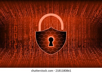 Closed Padlock on digital background, cyber security