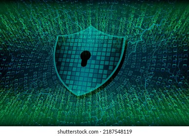 Geschlossenes Schloss auf digitalem Hintergrund, Cybersicherheit