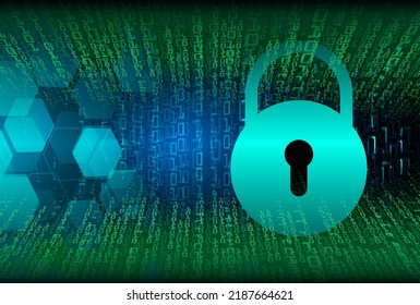 Closed Padlock on digital background, cyber security