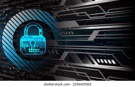 Closed Padlock on digital background, cyber security