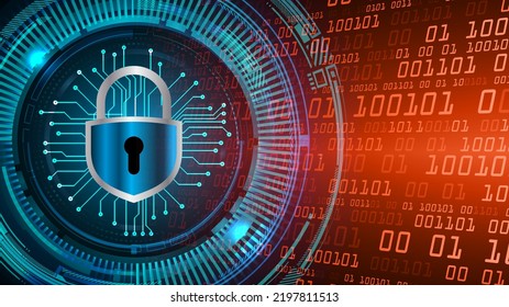 Geschlossenes Schloss auf digitalem Hintergrund, Cybersicherheit