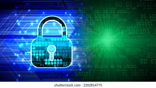 Closed Padlock on digital background, cyber security